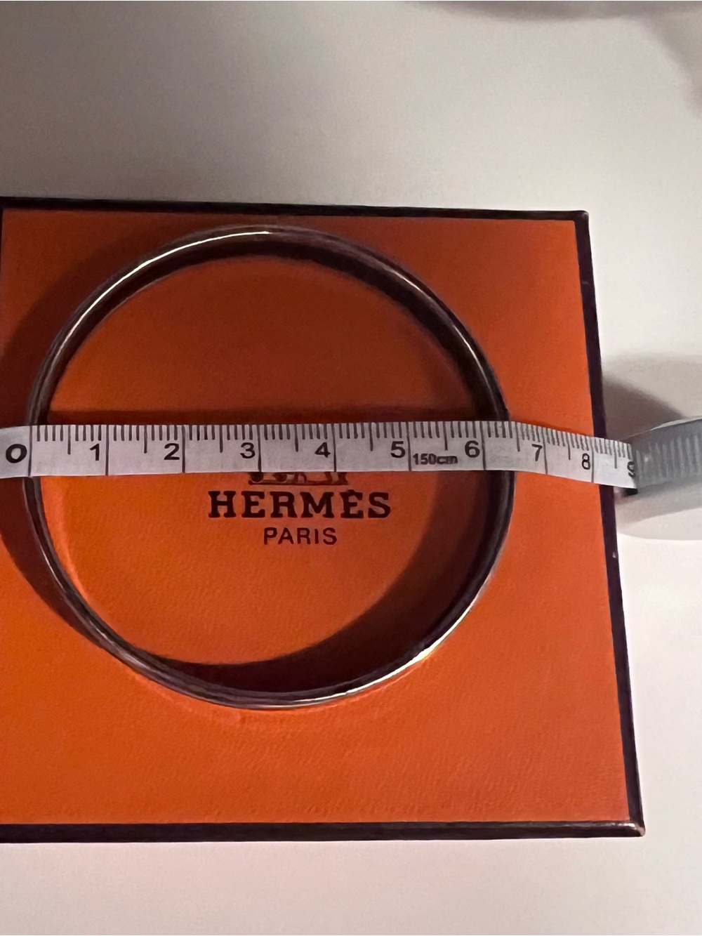 Hermes Pink Enamel and Silver Bangle Bracelet - Picture 6 of 8